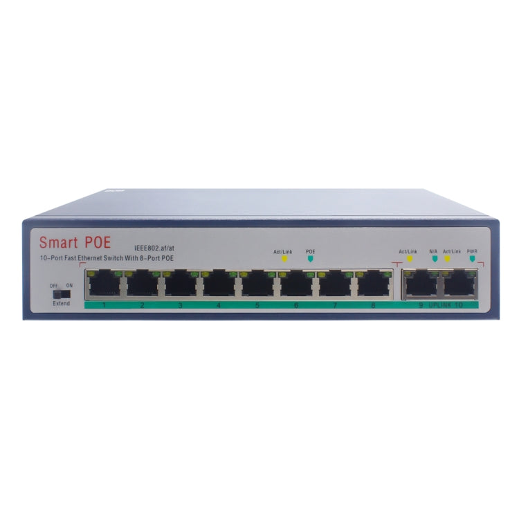 ESCAM POE 8+2 10-Port Fast Ethernet Switch 8-Port POE 10/100M 120W Network Switch, Transmission Distance: 150m