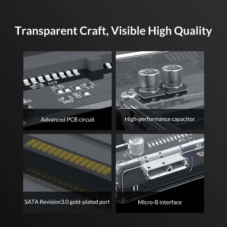 ORICO 2159U3 2.5 inch Transparent USB3.0 Hard Drive Enclosure with Stand