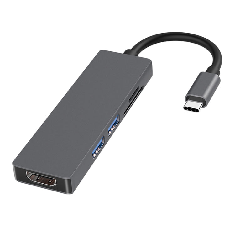 5 in 1 Type-c to HDMI + 2 x USB 3.0 + SD / TF Card Slot HUB Adapter