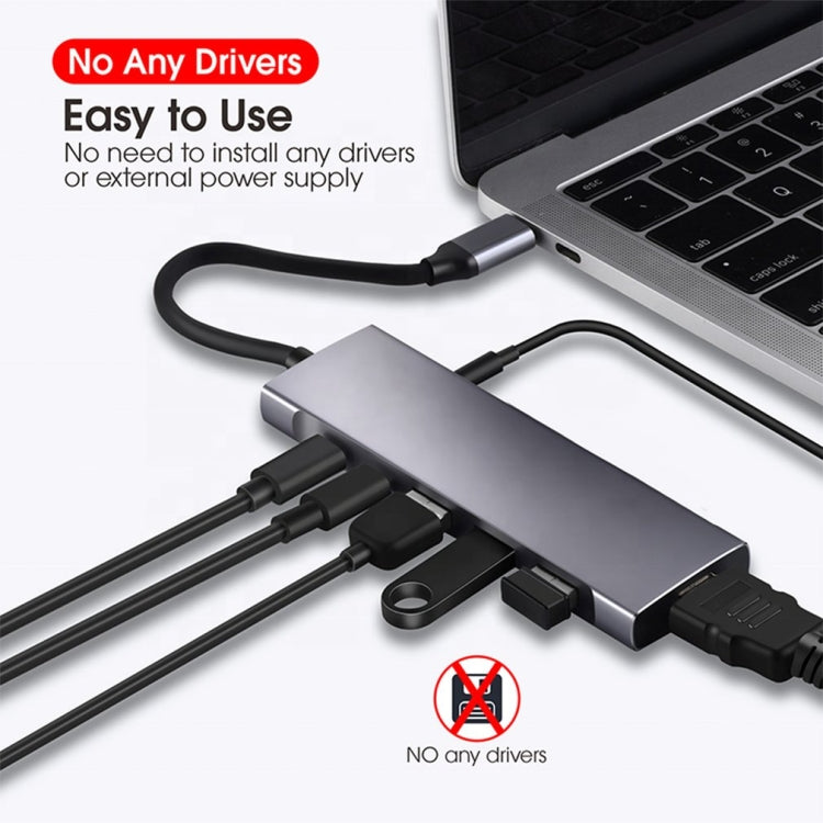 9-in-1 USB Type-C to HDMI+USB3.0x3+Type-C+PD+SD/TF+Audio HUB Adapter