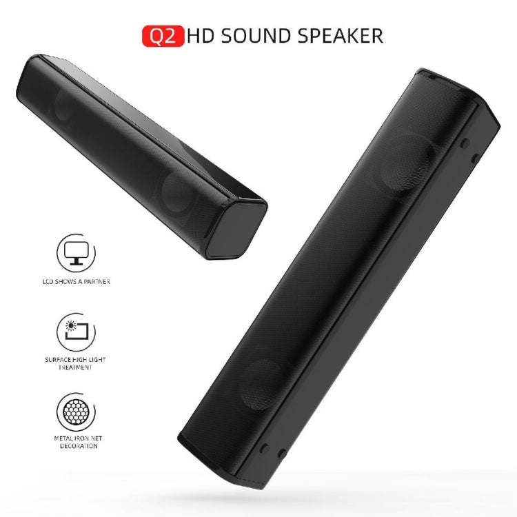 Q2 6W USB Mini Desktop Speaker Soundbar Audio Player Wired PC Speaker Subwoofer