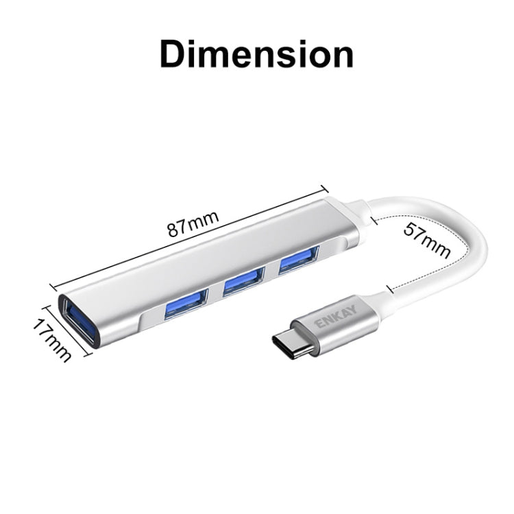 ENKAY Hat-Prince ENK-AT114 4 Ports USB 3.0 Splitter Multi-Ports Expansion HUB Extender Connector Adapter