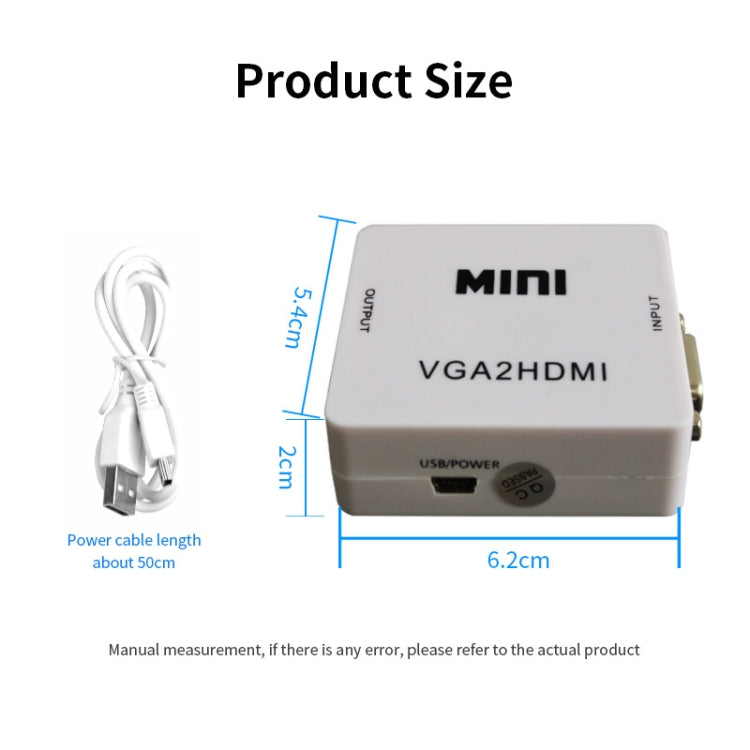 JSM Mini Size HD 1080P VGA to HDMI Scaler Box Audio Video Digital Converter Adapter