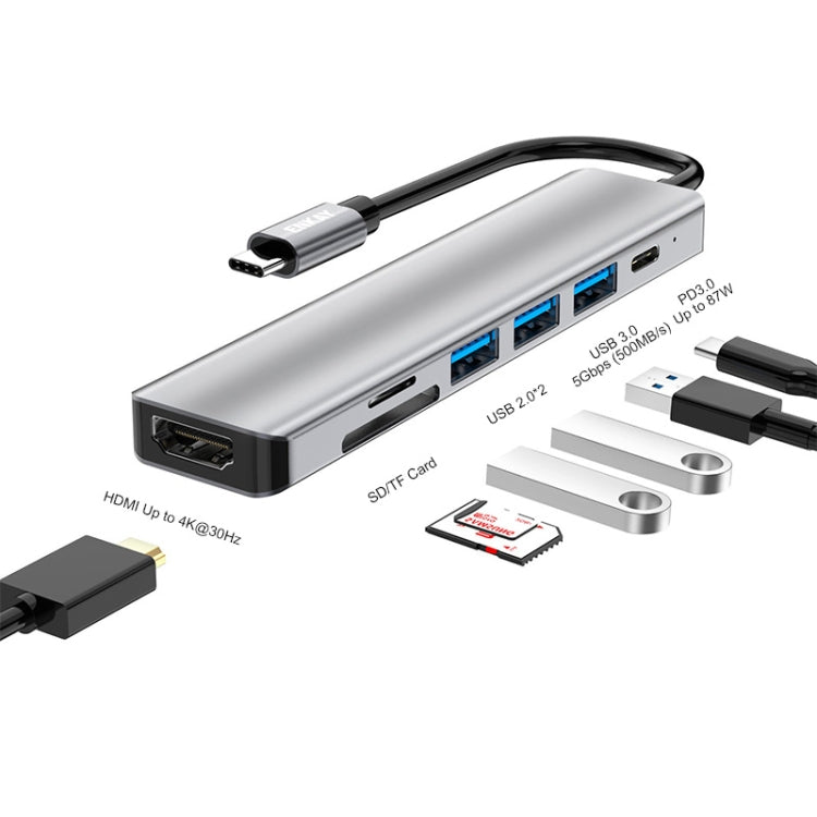 ENKAY Hat-Prince 7 in 1 Type-C to 4K HDMI Docking Station Adapter PD Quick Charge Hub SD/TF Card Reader