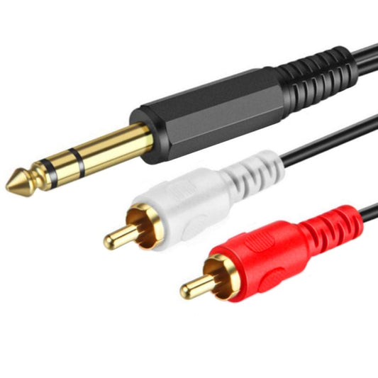 JUNSUNMAY 6.35mm Male TRS Stereo Plug to 2 RCA Phono Male Audio Cable Connector