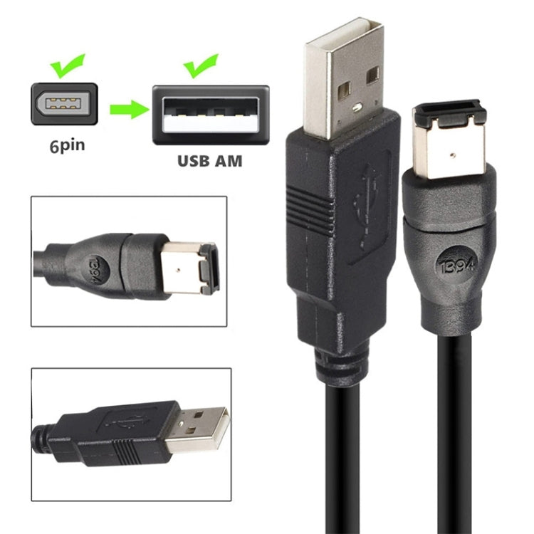 JUNSUNMAY Firewire IEEE 1394 6 Pin Male to USB 2.0 Male Adaptor Convertor Cable Cord