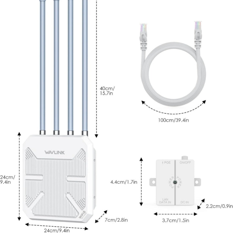 WAVLINK WN573HX3 AX3000 Waterproof Outdoor WiFi Wireless Outdoor Dual Band Router