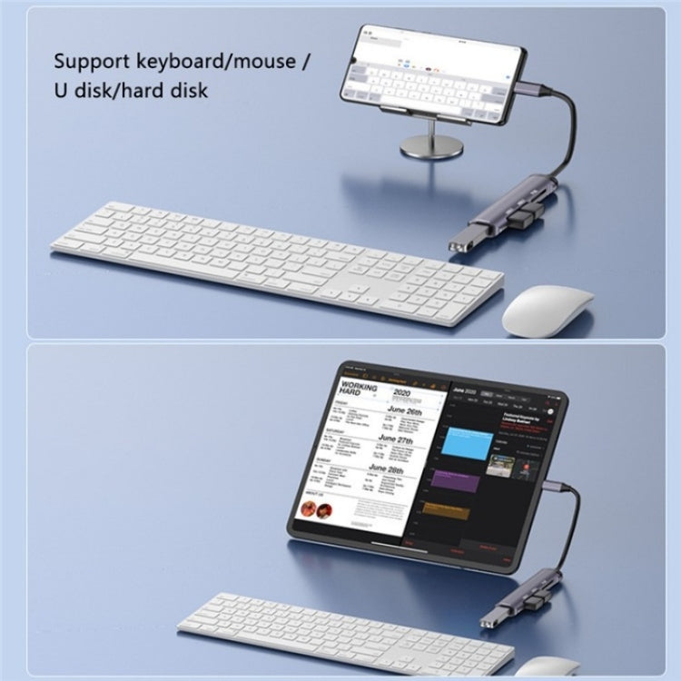 T505 Laptop Phone Adapter Type-C to USB2.0x2 + USB3.0 + TF / SD Card Slots USB HUB