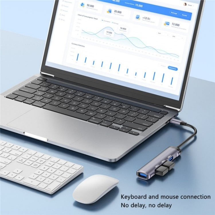 T-503 Portable 4-in-1 Type-C Docking Station USB-C to USB2.0 x 3 + USB3.0 HUB Adapter