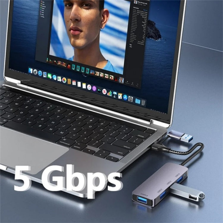 T203 USB + Type-C 3.0 Converter Hub 5Gbps USB 3.0 Data Transfer Adapter for Laptop / Tablet PC