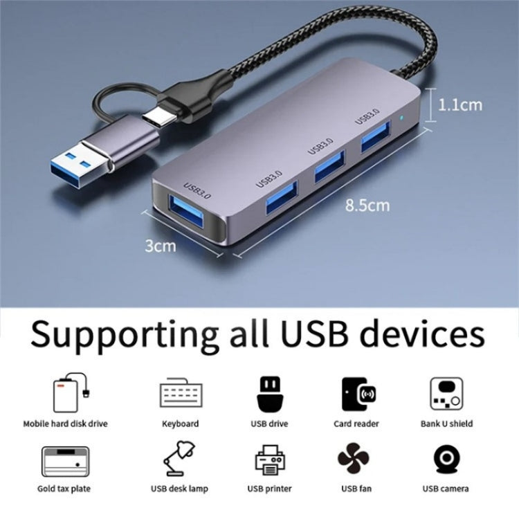 T203 USB + Type-C 3.0 Converter Hub 5Gbps USB 3.0 Data Transfer Adapter for Laptop / Tablet PC