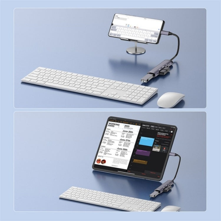 T506 Aluminum Alloy Multi-Port Converter USB-C 3.0 to PD + USB 3.0 + 2 x USB 2.0 Adapter HUB