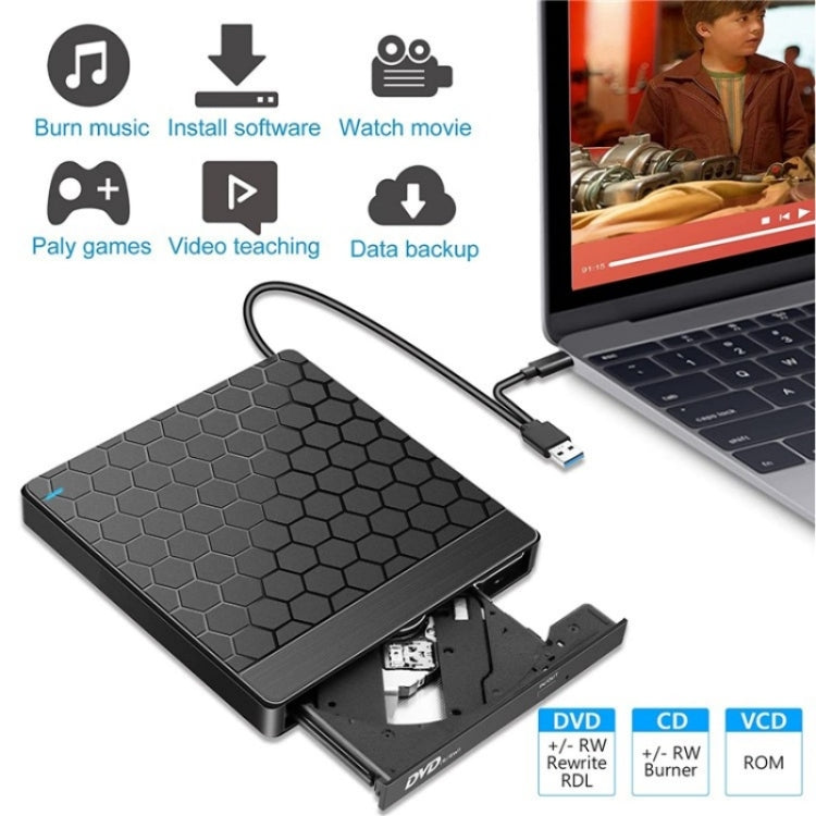 042  Football Pattern USB3.0 / Type-C Computer Laptop External Optical Drive Burner DVD Burner