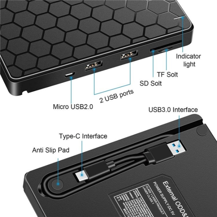 042  Football Pattern USB3.0 / Type-C Computer Laptop External Optical Drive Burner DVD Burner