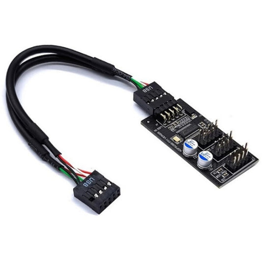 YNS-02 Extension Cable Card Motherboard USB 2.0 9-pin to 3x 9-pin Adapter