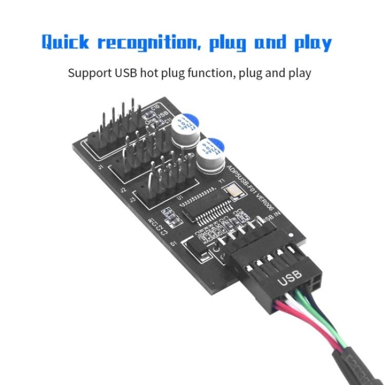 YNS-02 Extension Cable Card Motherboard USB 2.0 9-pin to 3x 9-pin Adapter