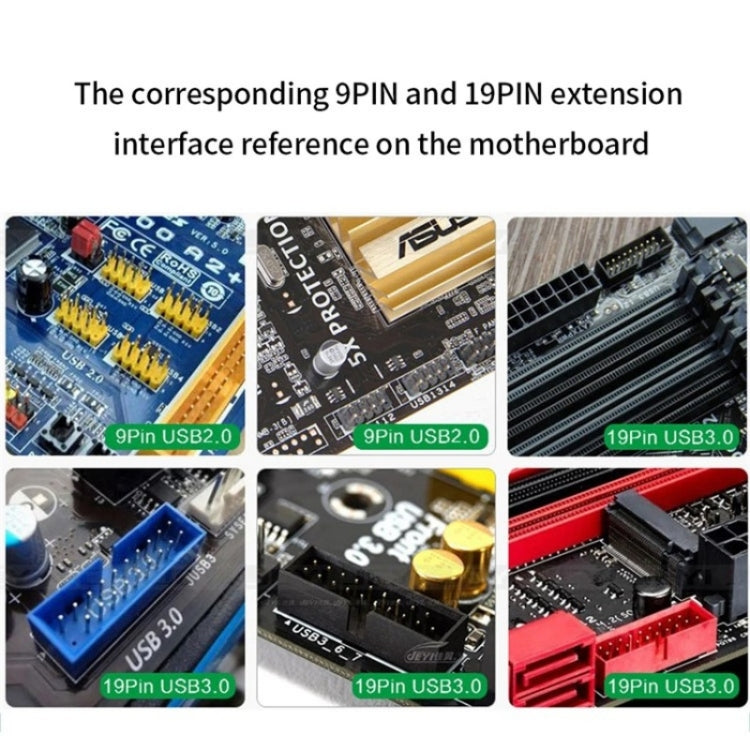 YNS-02 Extension Cable Card Motherboard USB 2.0 9-pin to 3x 9-pin Adapter