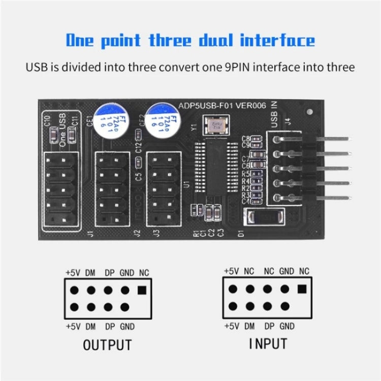 YNS-02 Extension Cable Card Motherboard USB 2.0 9-pin to 3x 9-pin Adapter