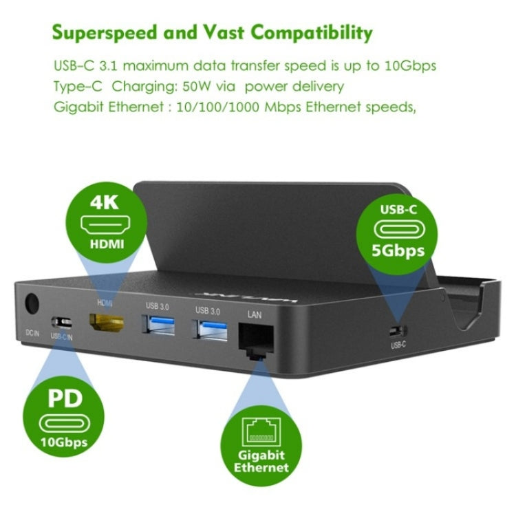 WAVLINK UHP3D01G Gigabit Ethernet USB 3.0 Multi-Function HUB 4K HD Docking Station