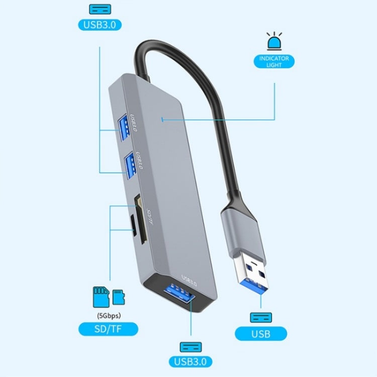 ADS-310A USB Adapter to 3 x USB 3.0 + 2 x Card Reader Slots Multi-Port Hub