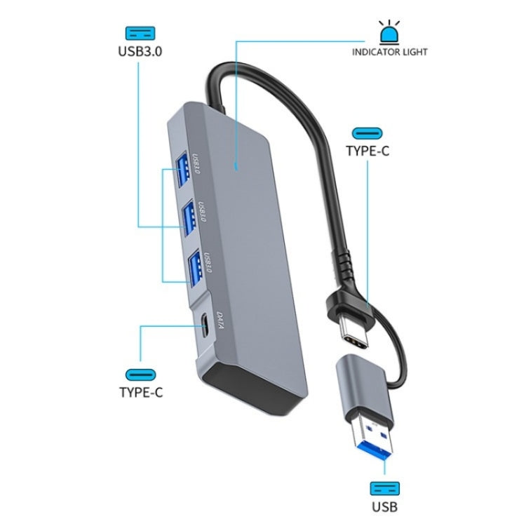 ADS-309D USB / Type-C to 3  x USB 3.0 + Type-C Data Port Expansion Hub Adapter