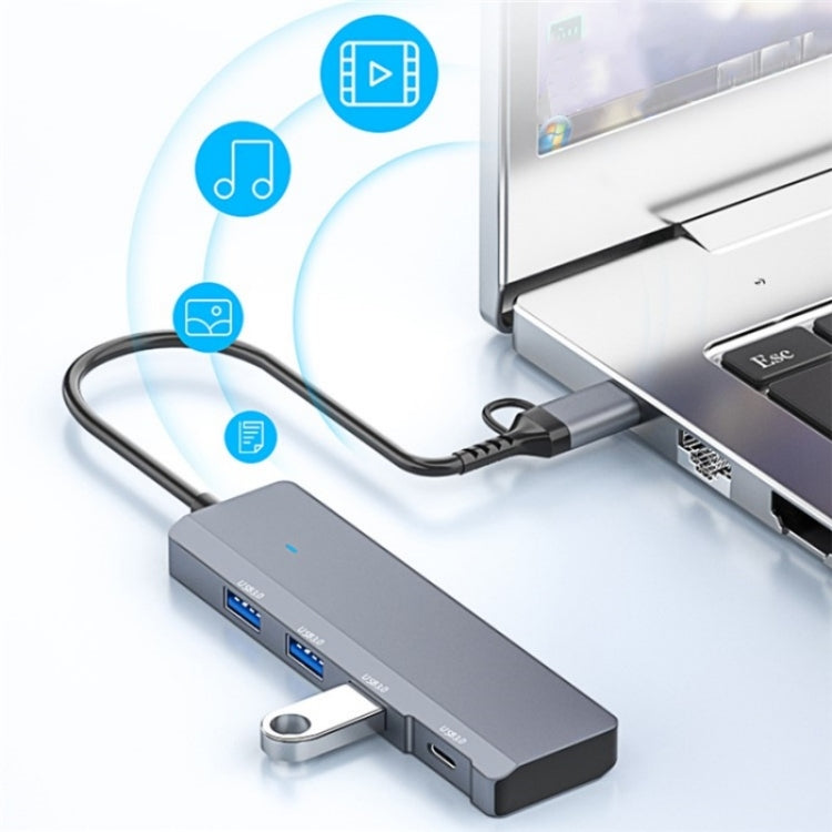 ADS-309D USB / Type-C to 3  x USB 3.0 + Type-C Data Port Expansion Hub Adapter