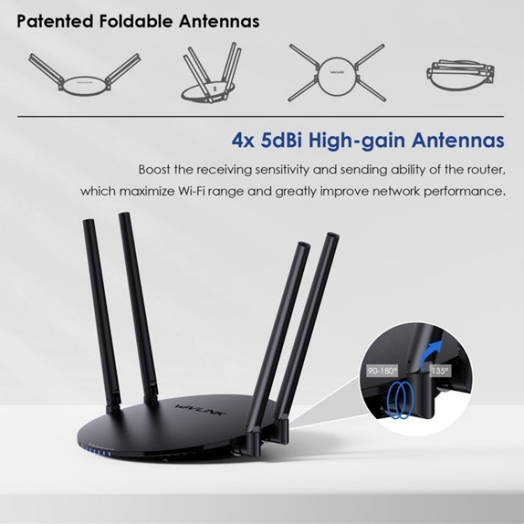 WAVLINK WN530G3 4x 5dBi Foldable Antenna AC1200 Dual Band Wireless Repeater Router