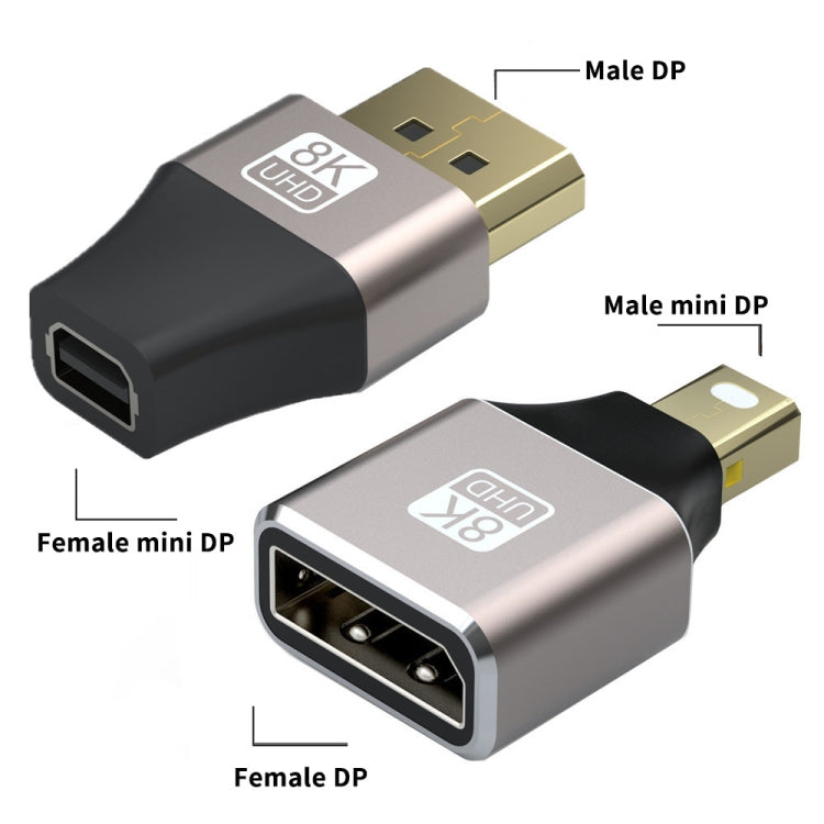 JUNSUNMAY 8K 60Hz Male Mini Displayport to Female Displayport Adapter DP Converter