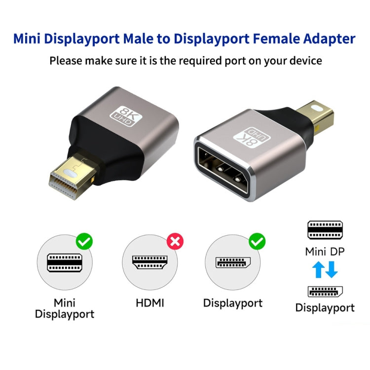 JUNSUNMAY 8K 60Hz Male Mini Displayport to Female Displayport Adapter DP Converter