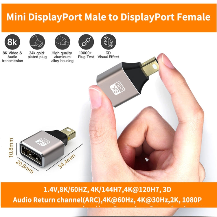 JUNSUNMAY 8K 60Hz Male Mini Displayport to Female Displayport Adapter DP Converter