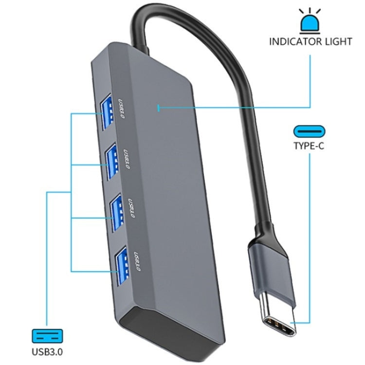 ADS-305C Aluminum Alloy Type-C to 4-Ports USB3.0 USB HUB Laptop Phone Adapter Splitter