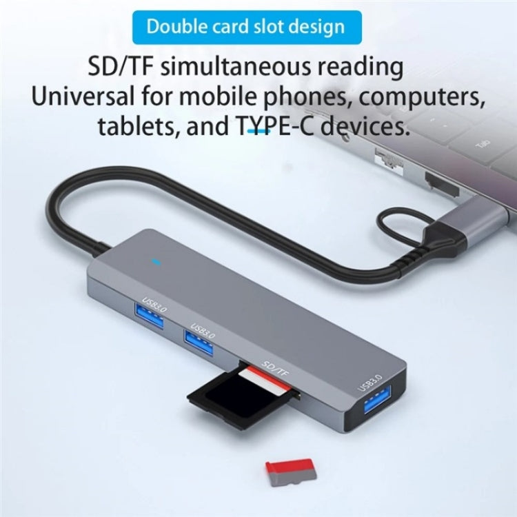 ADS-310D 2-in-1 Type-C + USB to 3 x USB 3.0 + SD / TF Card Slots Multi-Port Hub