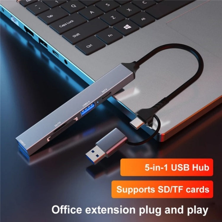 ADS-806D Type-C+USB to USB 3.0 Hub SD / TF Card Reader Multi-Function Docking Station