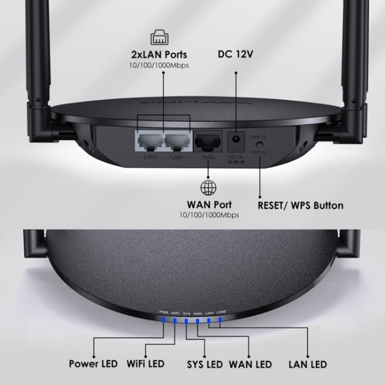 WAVLINK WN530HG3 AC1200 Dual Band AP Router 1000Mbps WAN / LAN Ethernet Port