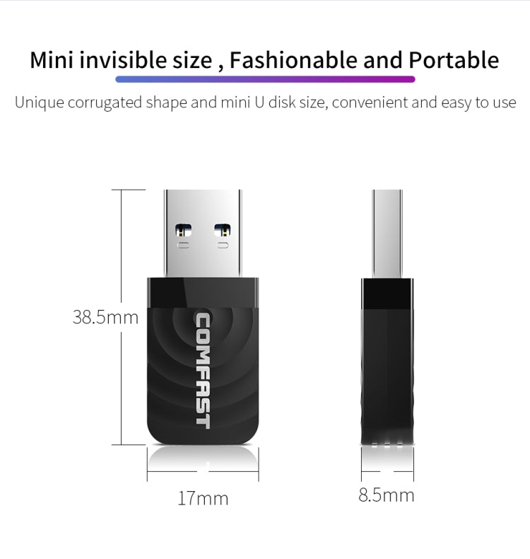 COMFAST CF-812AC USB WiFi Adapter-1300 Mbps USB di Rete Wireless wiFi