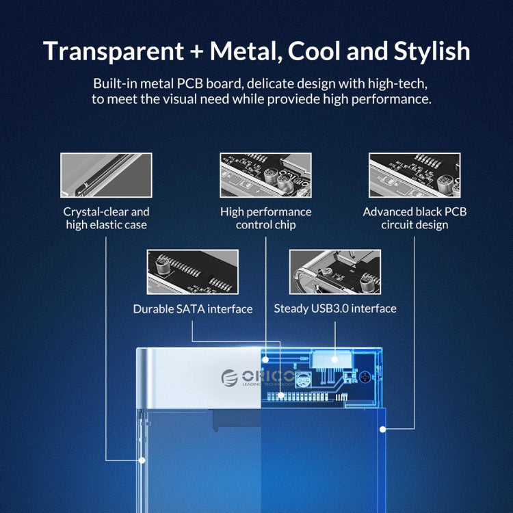 ORICO 2129U3 2.5 inch Transparent USB 3.0 Hard Drive Enclosure