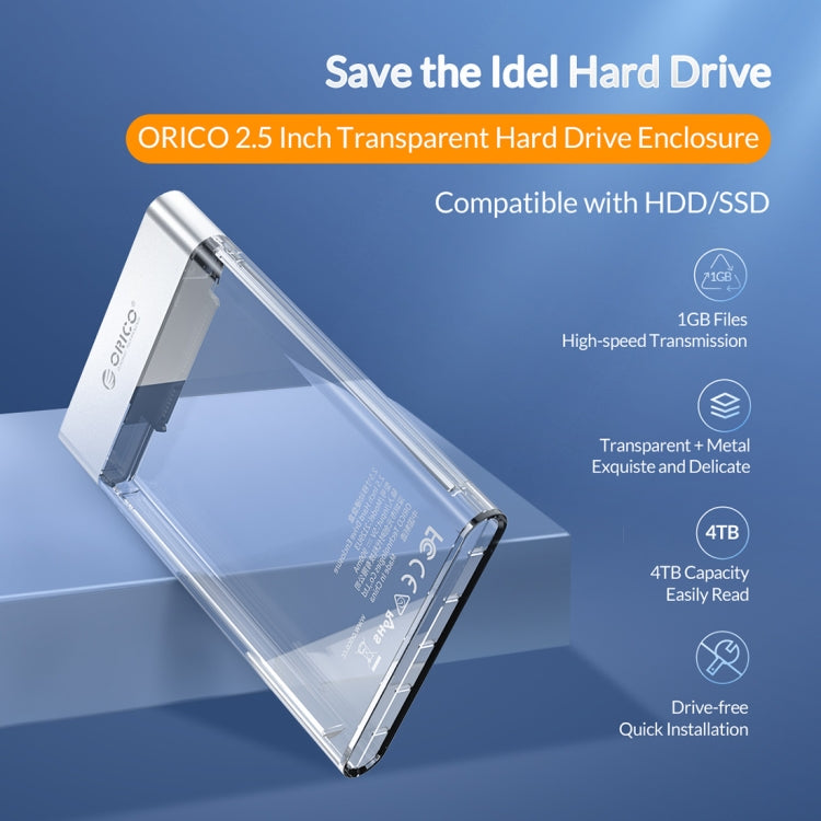 ORICO 2129U3 2.5 inch Transparent USB 3.0 Hard Drive Enclosure