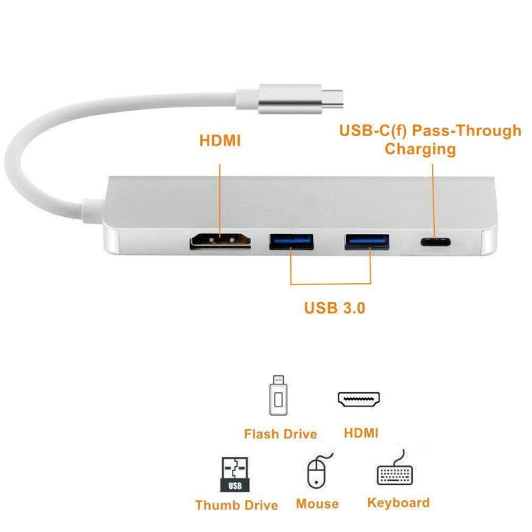 4 in 1 Type C Hub with HDMI  USB 3.0 Adapter for MacBook Hub USB Computer Peripherals USB Type C HDMI for MacBook Pro Air