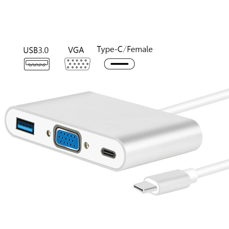 USB Type C to VGA 3-in-1 Hub Adapter supports USB Type C tablets and laptops for Macbook Pro / Google ChromeBook