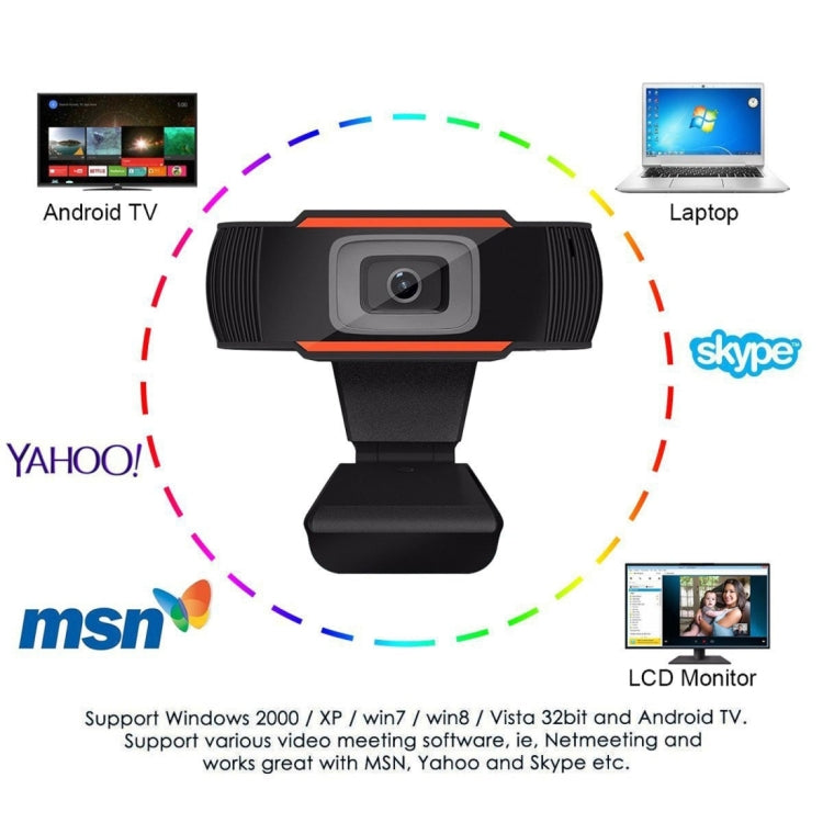 HXSJ A870 Webcam HD 480P PC Camera with Absorption Microphone MIC for Skype for Android TV   Rotatable Computer Camera USB Web Cam