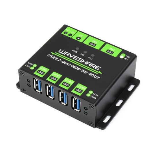 Waveshare 23929 USB HUB, Extending 4 X USB 3.2 Ports, Switchable Dual Hosts, Multi Protections