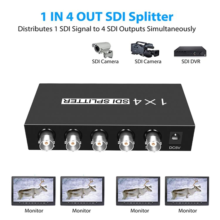 1 In 4 Out SD-SDI / HD-SDI / 3G-SDI Distribution Amplifier Video SDI Splitter