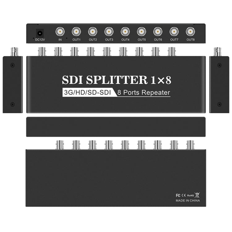 1 In 8 Out SD-SDI / HD-SDI / 3G-SDI Distribution Amplifier Video SDI Splitter