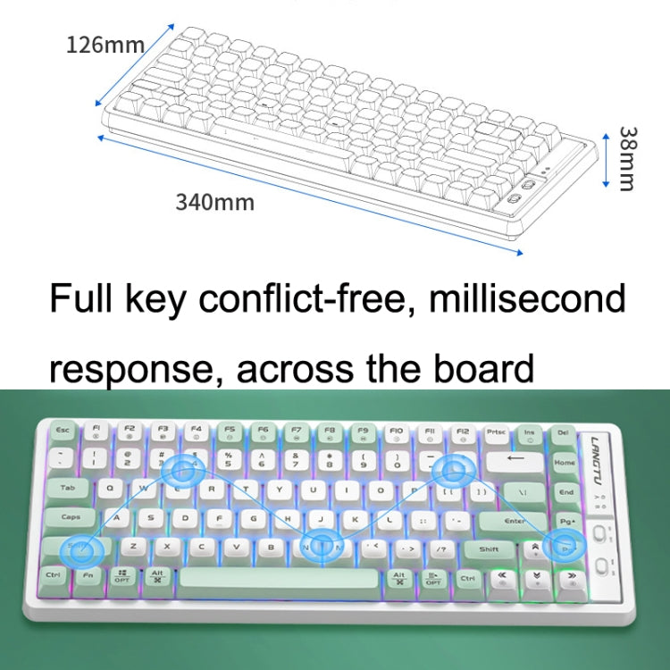 LANGTU GK85 85 Keys Gold Shaft Mechanical Wired Keyboard. Cable Length: 1.5m