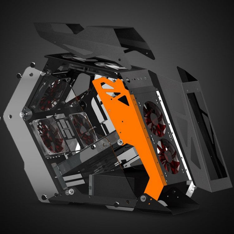 Computer Main Case Gaming Internet Cafe Computer Case, Colour: Big Coffee Plus Black Orange