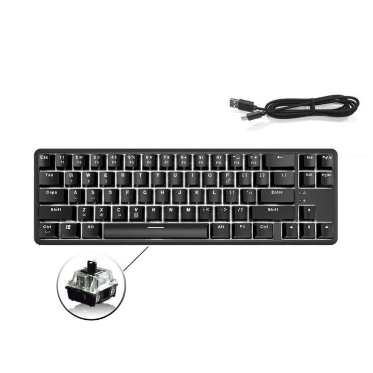 Ajazz K680T Mini USB Wired Dual-mode Charging 68-keys Laptop Bluetooth Mechanical Keyboard, Cable Length: 1.6m