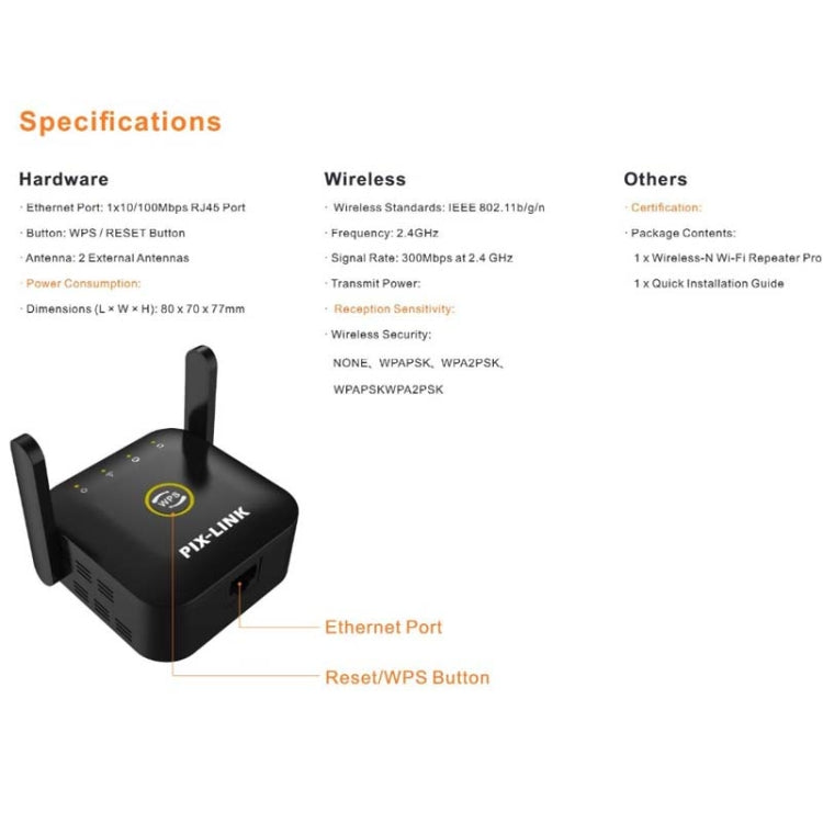 PIX-LINK WR22 300Mbps Wifi Wireless Signal Amplification Enhancement Extender