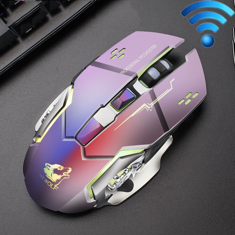 FREEDOM-WOLF X8 2400 DPI 6 Keys 2.4G Wireless Charging Silent Luminous Gaming Mechanical Mouse