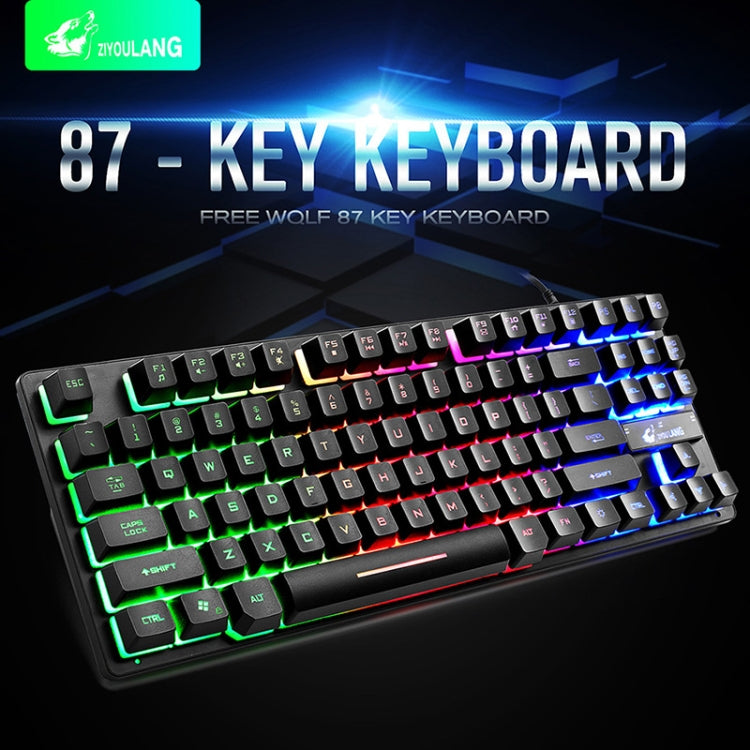 ZIYOULANG K16 87 Keys Colorful Mixed Light Gaming Notebook Manipulator Keyboard, Cable Length: 1.5m