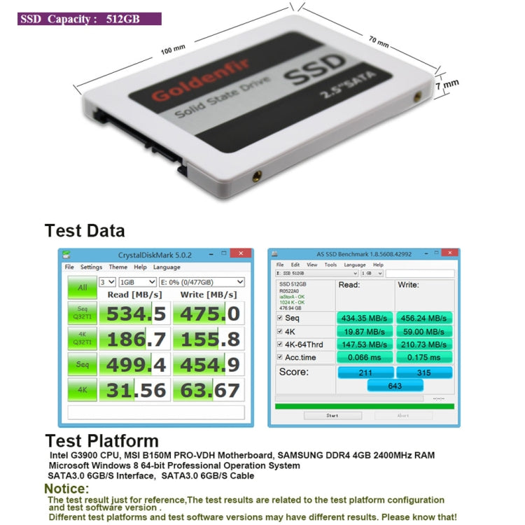 Goldenfir SSD 2.5 inch SATA Solid State Disk